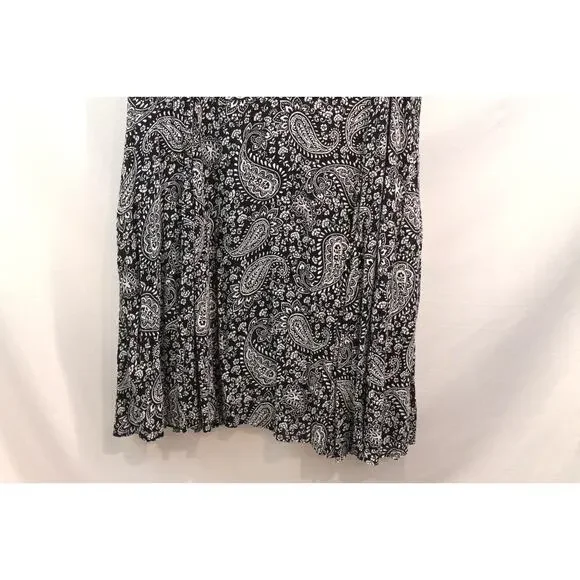 Woman Within Dress Midi Womens size 22W Black Paisley Pleated Pockets - Picture 3 of 7